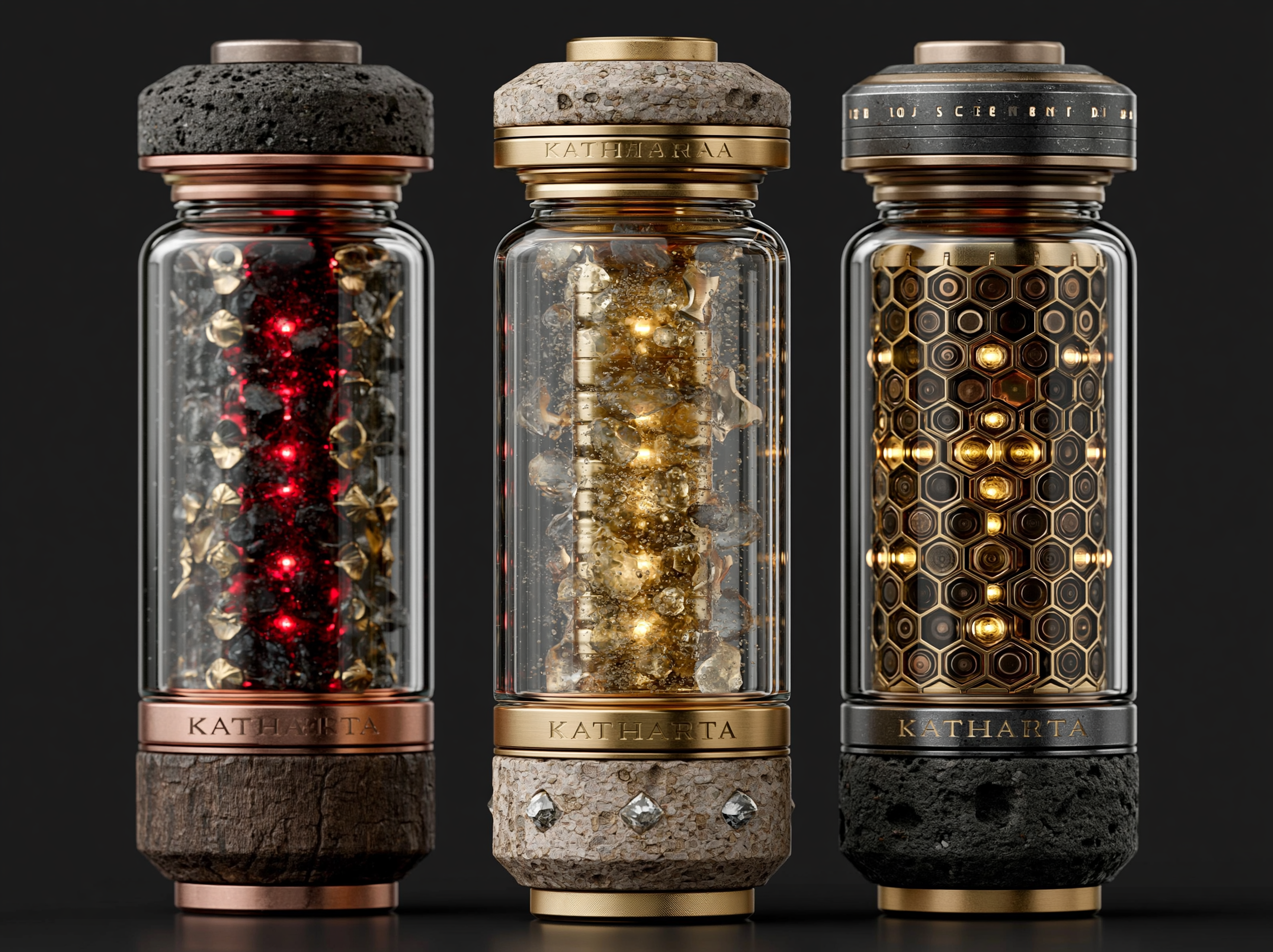 Charge Vials — Garnet · Gold · Honey